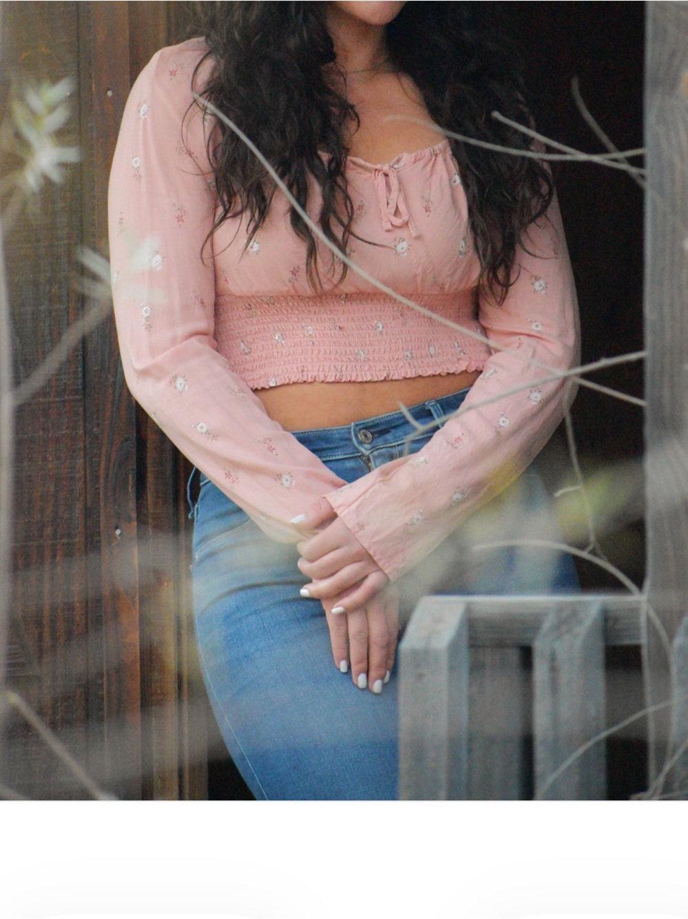 Hollister Floral Smocked Crop Top